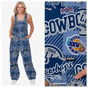 Dallas Cowboys Womens Historic Print Bib Overalls